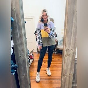 Main Strip Colorblock and Leopard Print Top